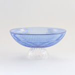 Homez Glass Ribbed Decor Bowl 29.4*29.4*14.4Cm, Blue image number 0