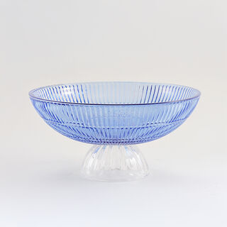 Homez Glass Ribbed Decor Bowl 29.4*29.4*14.4Cm, Blue