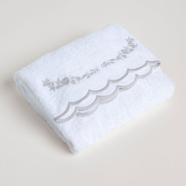 Flower Edge Embroidered Border 100% Cotton Hand Towel White 100% Cotton 50*100 cm image number 1