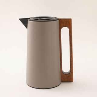 Dallaty Steel Vacuum Flask Flask With Wood Handle 1L, Beige