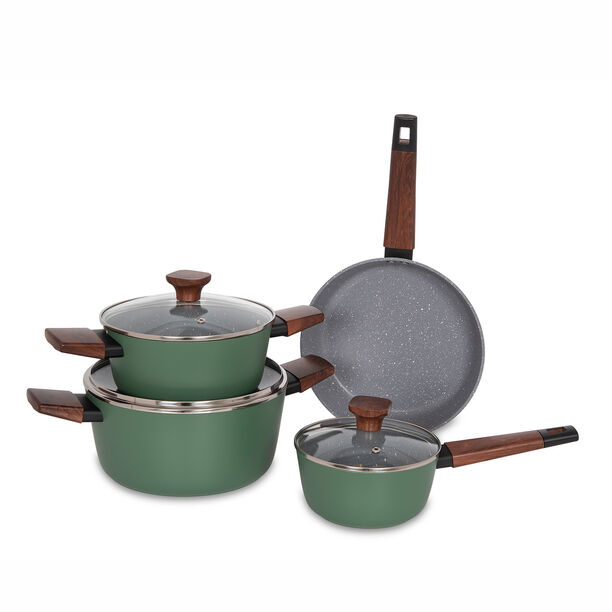 Alberto 7Pieces Non Stick Matt Green Cookware Set image number 2