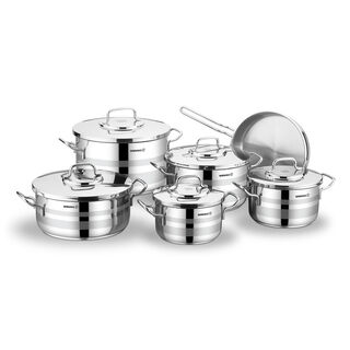 Korkmaz 11 Pieces Silver Stainless Steel Cookware Set