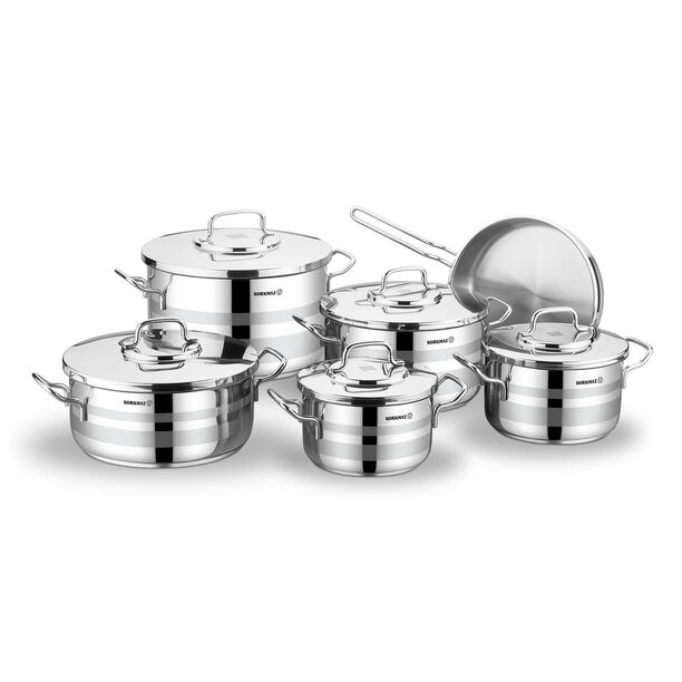 Korkmaz 11 Pieces Silver Stainless Steel Cookware Set image number 0
