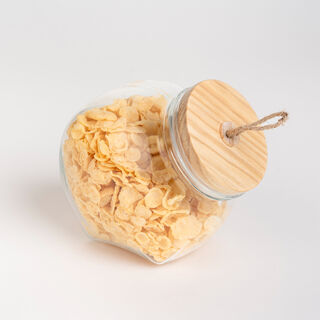Alberto Round Glass Storage Jar With Wooden Lid And Hemp Rope 1550Ml