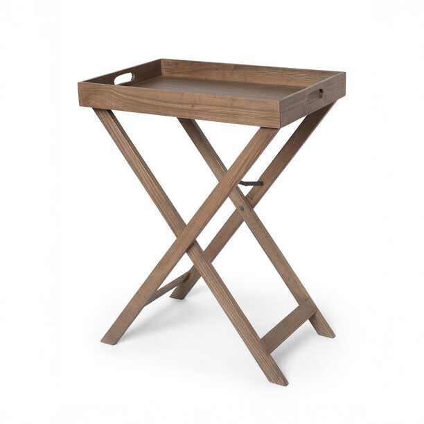هومز طاولة خدمة قابلة للطي بقاعدة خشبية، بني فاتح، 60*40*76سم image number 0