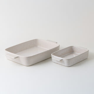 La Mesa stoneware oven to table 2pcs rectangular dish set, white