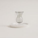 Dallaty 12 pcs double wall glass tea set with porcelain saucers, grey image number 2