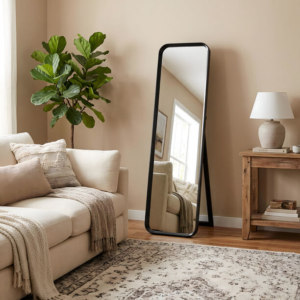 "Homez mdf wooden floor mirror, black, 40*165 cm image number 1