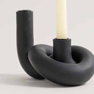 Homez black memphis ceramic candle holder 21*11.3*12.5cm