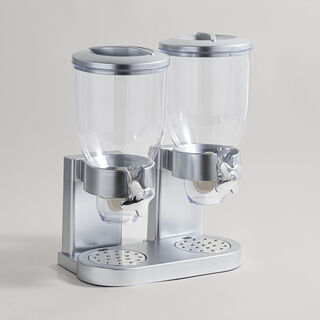 Alberto plastic double cereal dispenser cylinder, silver 3500ml