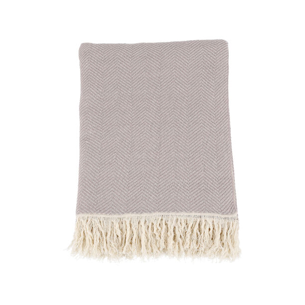 Cotton Knitted Throw Lilac image number 1