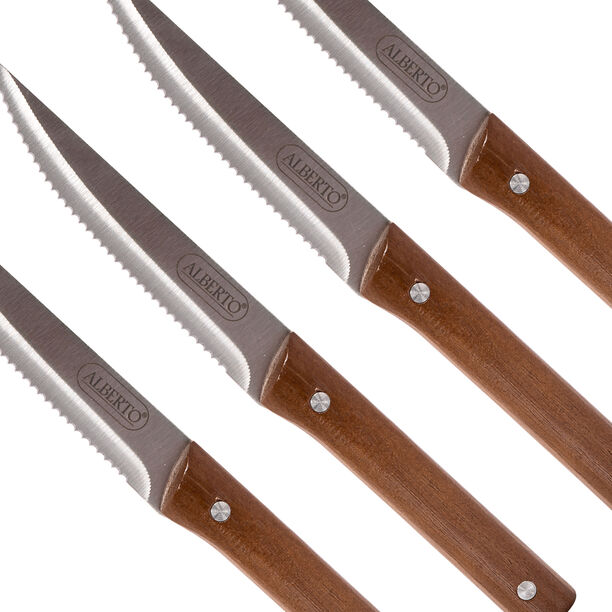 طقم سكاكين للستيك بمقبض خشبي 4 قطع من البرتو image number 1