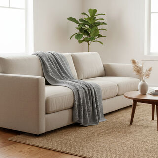 Boutique Blanche Loft 100% Cotton Knitted Throw Light Grey 130*180cm