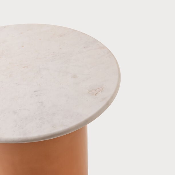 هومز طاولة جانبية زجاج بسطح رخامي 43*46سم، برتقالي image number 2