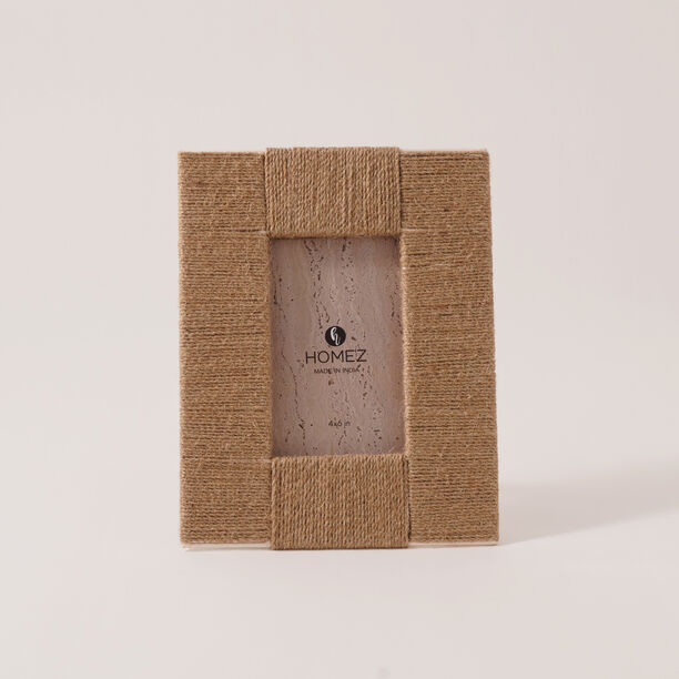 Homze metal and jute photo frame, beige 20*26*3.5 cm image number 1