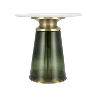 Side Table Glass Base And Marble Top 45*46 cm