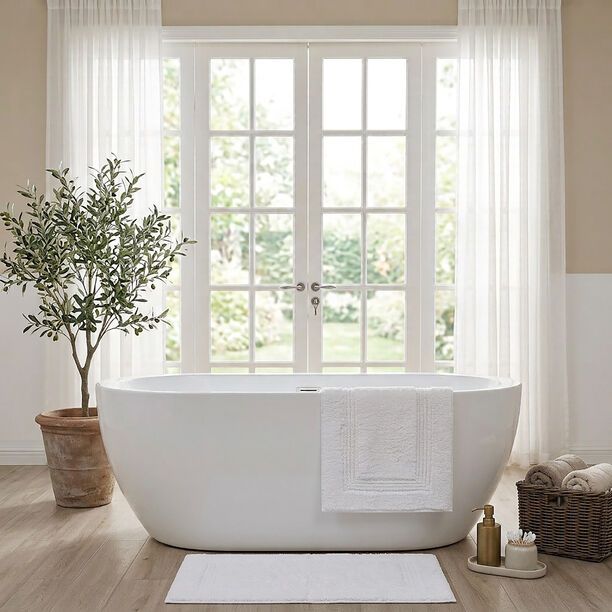 Cottage 100% cotton ultra soft bath rug 60*90cm, white image number 3