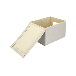 Fabric Storage Box With Lid & Transparent Side
