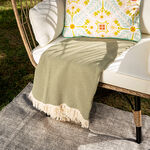 Cotton Knitted Throw Dusty Green image number 0