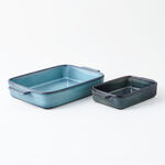 La Mesa stoneware oven to table 2pcs rectangular dish set, blue image number 0