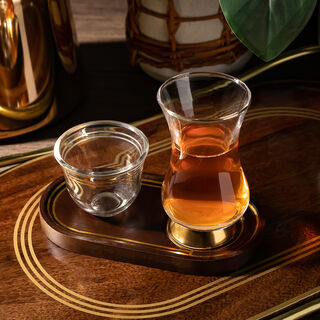 Dallaty wood and glass Tea and coffee cups set 18 pcs