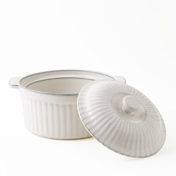 لا ميسا حافظة طعام بغطاء فخار 24.5*21*10.5سم، كريمي image number 1