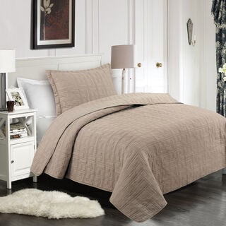 Boutique Blanche beige cotton twin size bed spread 2 pc set