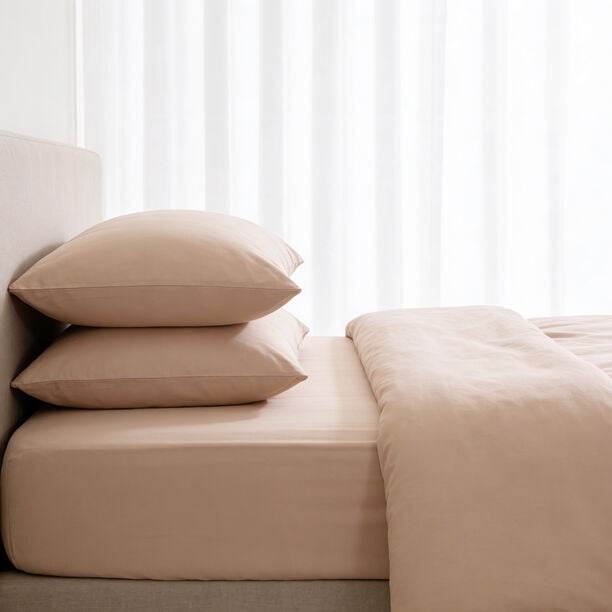 Boutique Blanche Fitted Sheet 100% Cotton 300Tc Sateen Super King, Natural 200*200 Cm image number 4