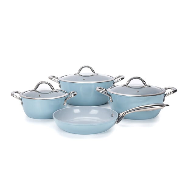 7Pcs Forged Cookware Set With Ceramic Coating Inside Grey image number 0