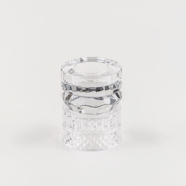 "Homez Clear Diamond Glass Candle Holder 13.3*13.3*15.4 cm image number 1