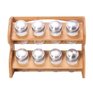 Spice Jars 8 Pieces With Bamboo Rack