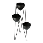 Planter Set Of 3 With Stand Metal Black image number 2
