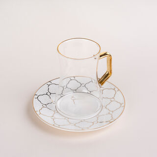 Dallaty white and gold porcelain tea and coffee cups set 18 pcs