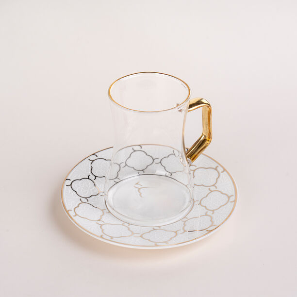 Dallaty white and gold porcelain tea and coffee cups set 18 pcs image number 2
