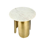 Marble Top Side Table Aluminum Base Gold image number 2