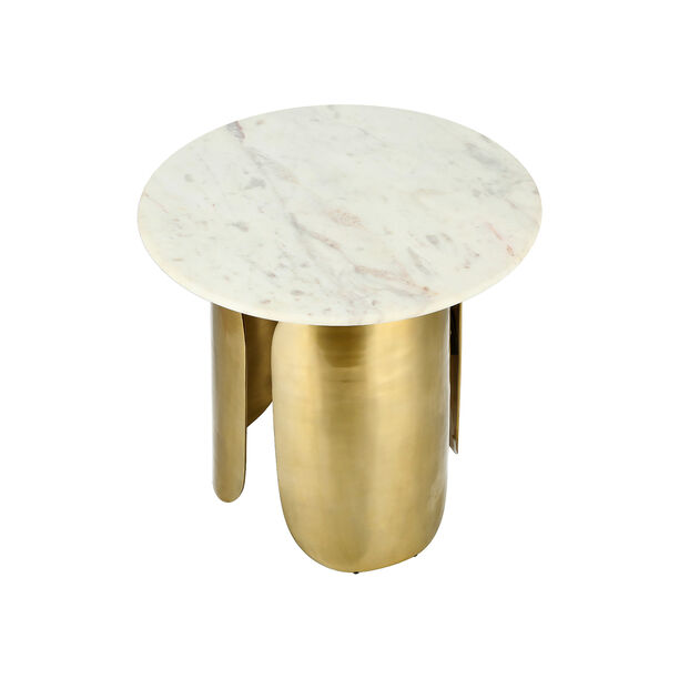 Marble Top Side Table Aluminum Base Gold image number 2