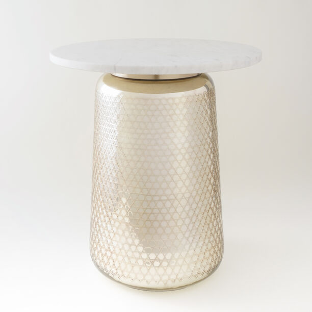 Homez gold side table glass and marble 54*48*48cm image number 0