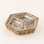 La Mesa glass section bowl with rattan base 25*21.5*5 cm image number 0