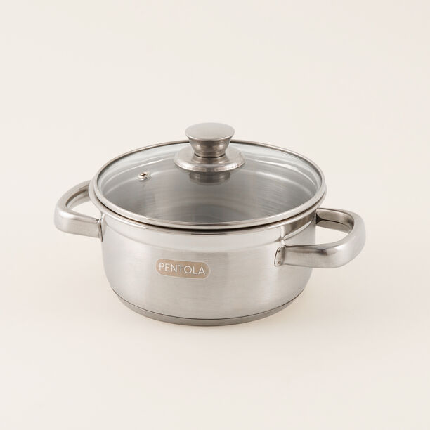 بنتولا قدر صلصة ستانلس ستيل بغطاء زجاجي 1.5 لتر، فضي image number 0