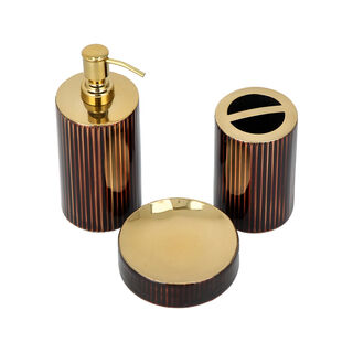 3 Pcs Stripes Bath Set Rose