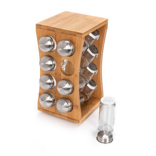 Alberto Bamboo Rack With 16 Pieces Spice Jars