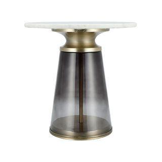 Side Table Glass Base And Marble Top 45*46 cm