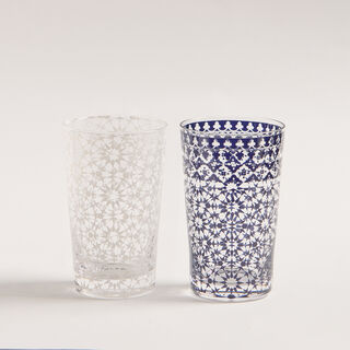 Bahja blue glass 6 pcs tea cup set