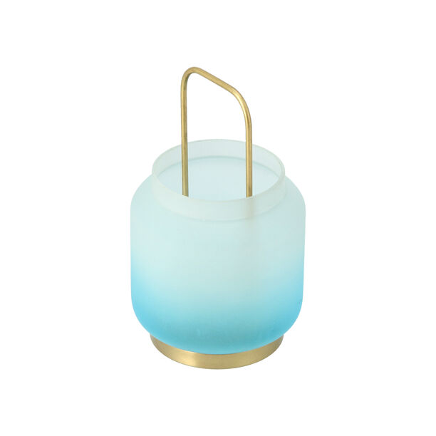 Glass Candle Holder Graident White Blue Small 16X16X25 Cm image number 1