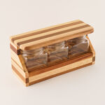 Alberto Glass Storage Jar Set with Acacia Lid 3 Pcs 29.5*11.5*15cm image number 1
