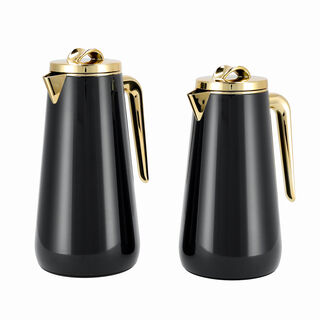 Dallaty set of 2 steel vacuum flask black & gold