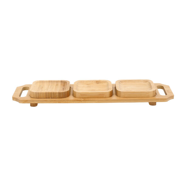 3Pcs Bamboo Plate Set with Tray 41*12* 3.5Cm image number 1