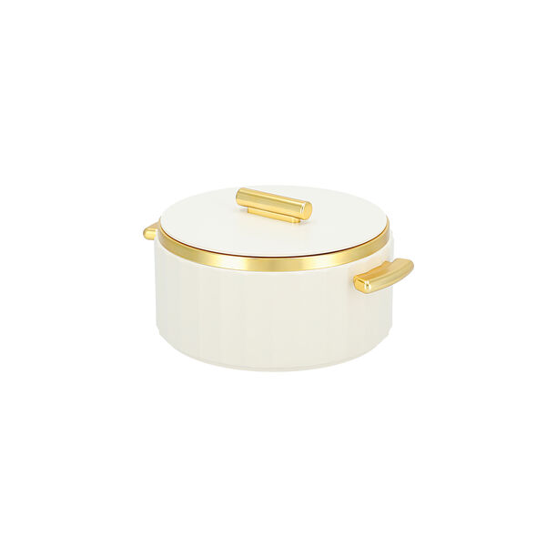 La Mesa matte off white & gold plastic food warmer 2L image number 1