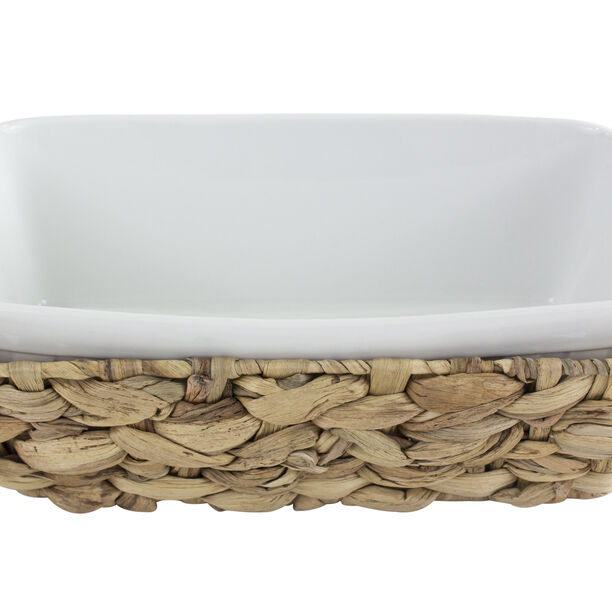 Porcelain Rectangle Dish With Rattan Baske image number 0