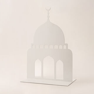 تحفة ديكور رمضاني معدن باللون الأبيض من هومز 39*22*57 سم